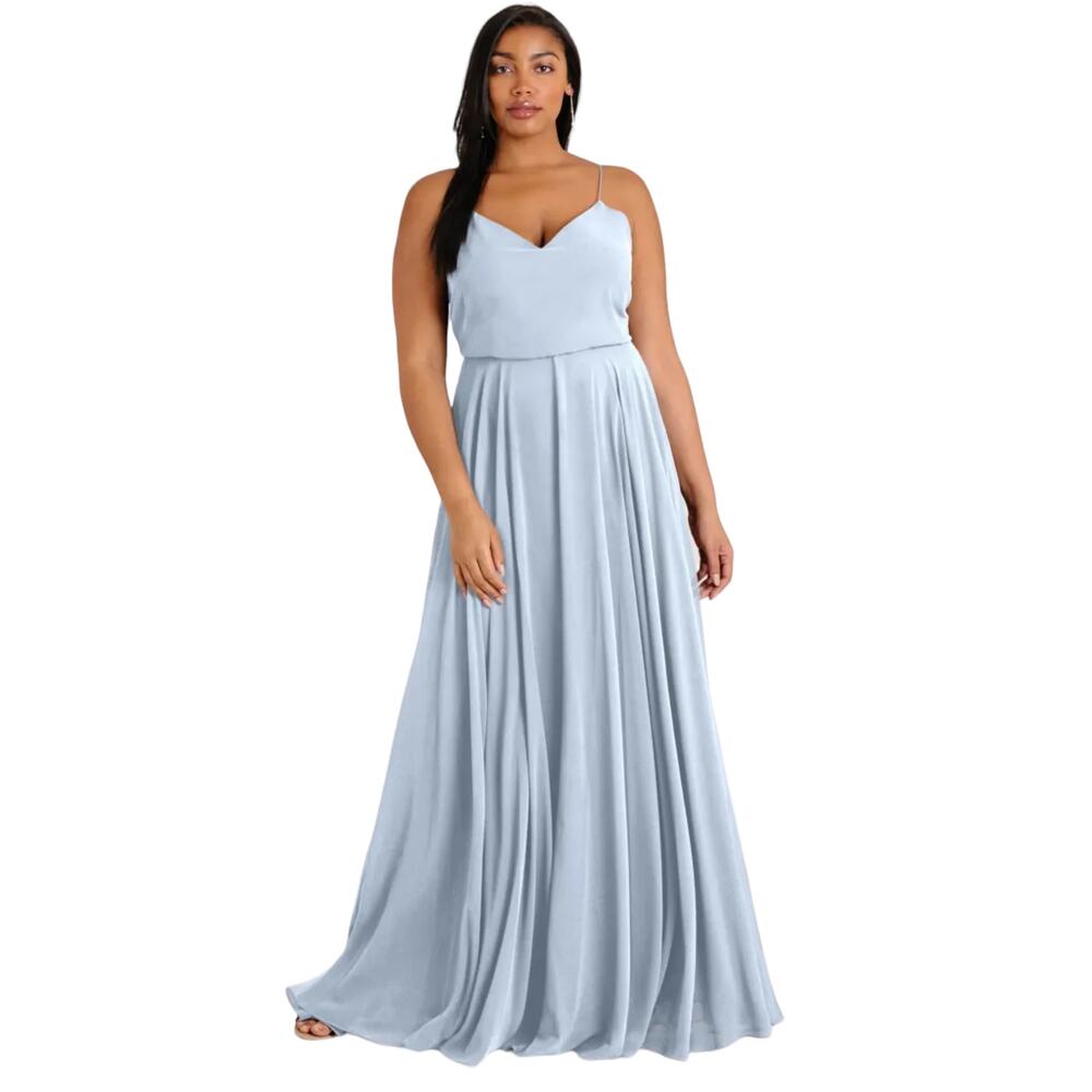 Jenny Yoo Inesse Whisper Sleeveless Formal Maxi Dress Bridesmaid Gown Size 14